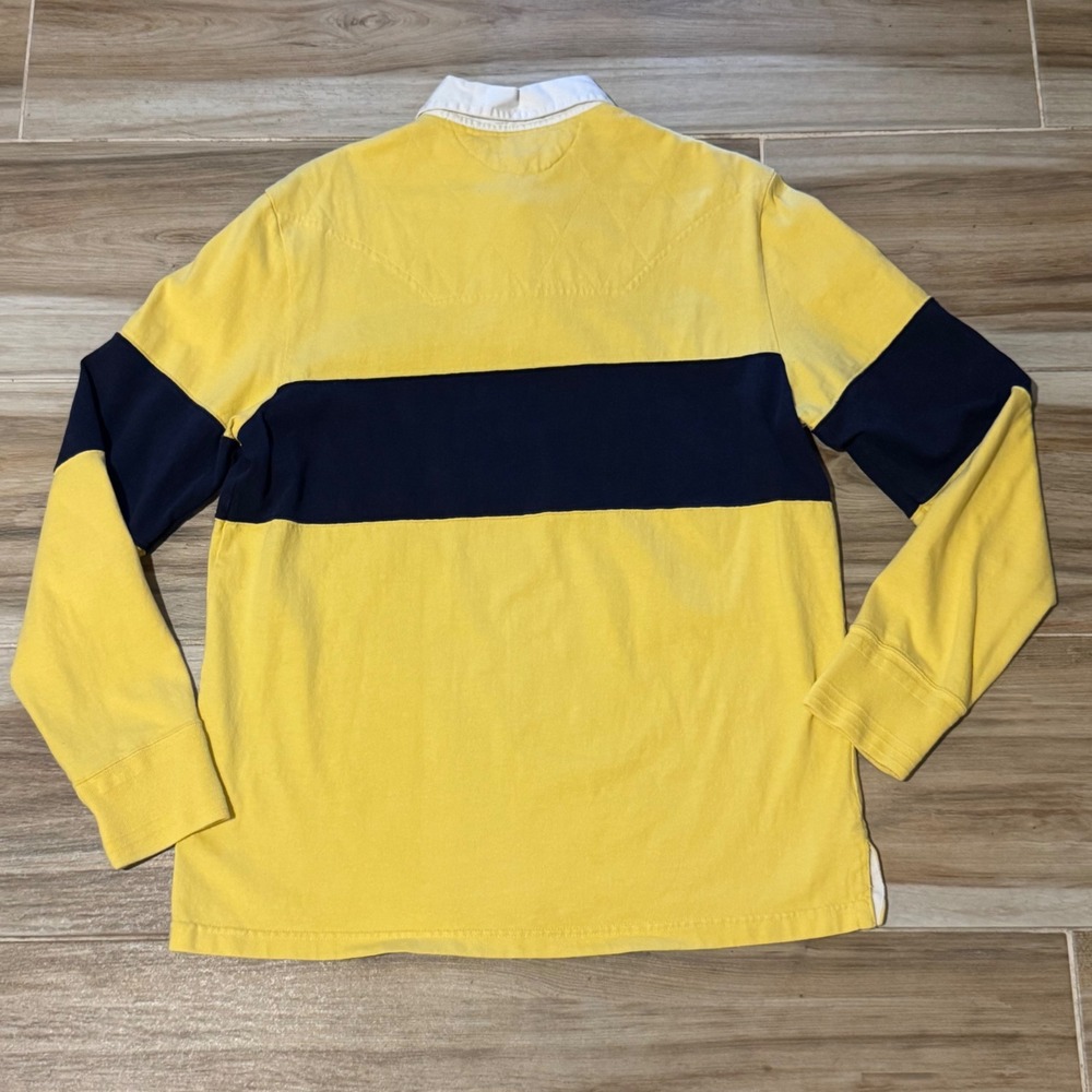 Vtg Polo Ralph Lauren Bleecker Cup Golf Club Rugby Shirt Striped Yellow Navy L - Picture 3 of 7